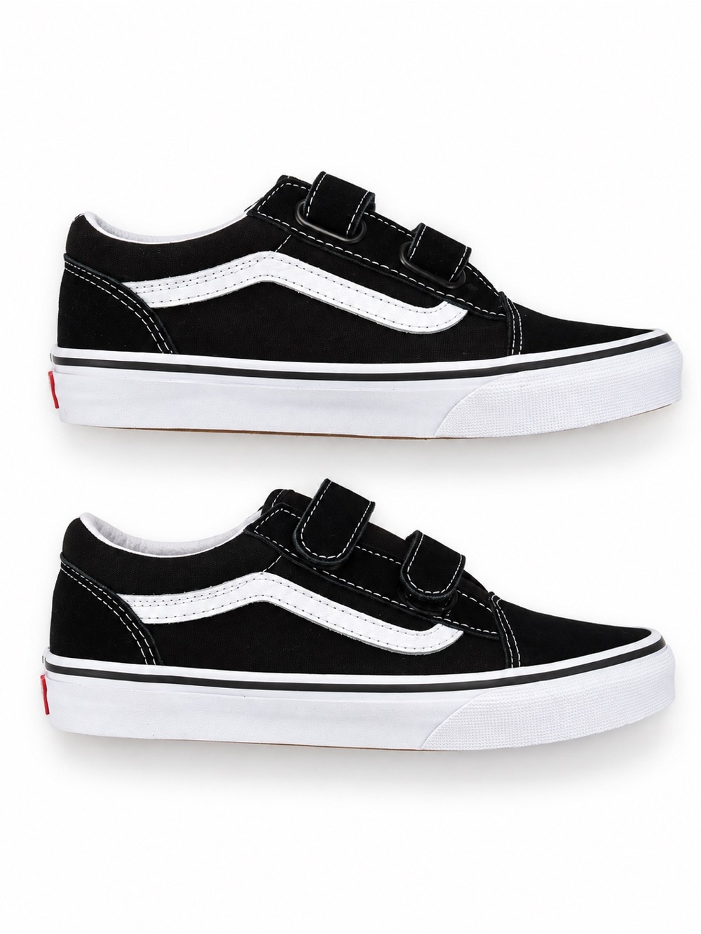 Vans Old Skool V Black White Velcro Shoes Kids Size 4.5